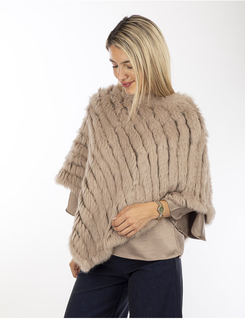 Oakwood poncho met pels beige