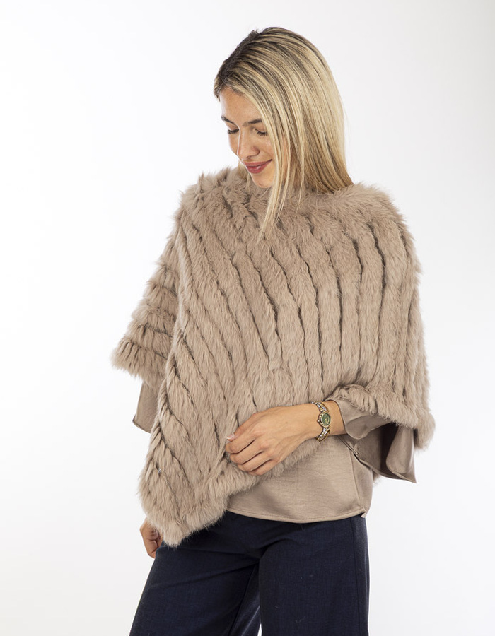 Oakwood poncho met pels beige