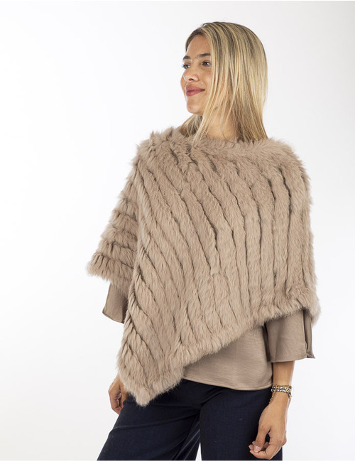 Oakwood poncho met pels beige