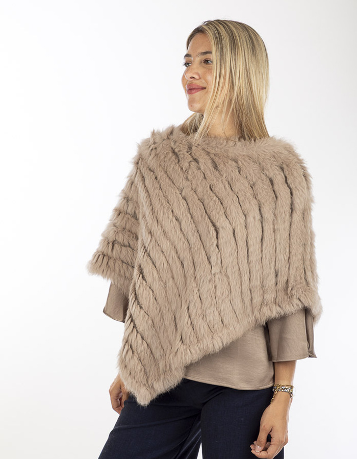 Oakwood poncho met pels beige