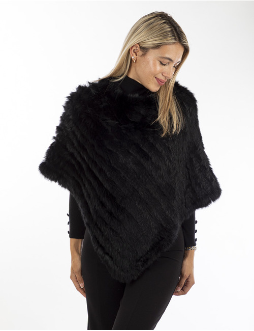 Oakwood poncho met pels zwart