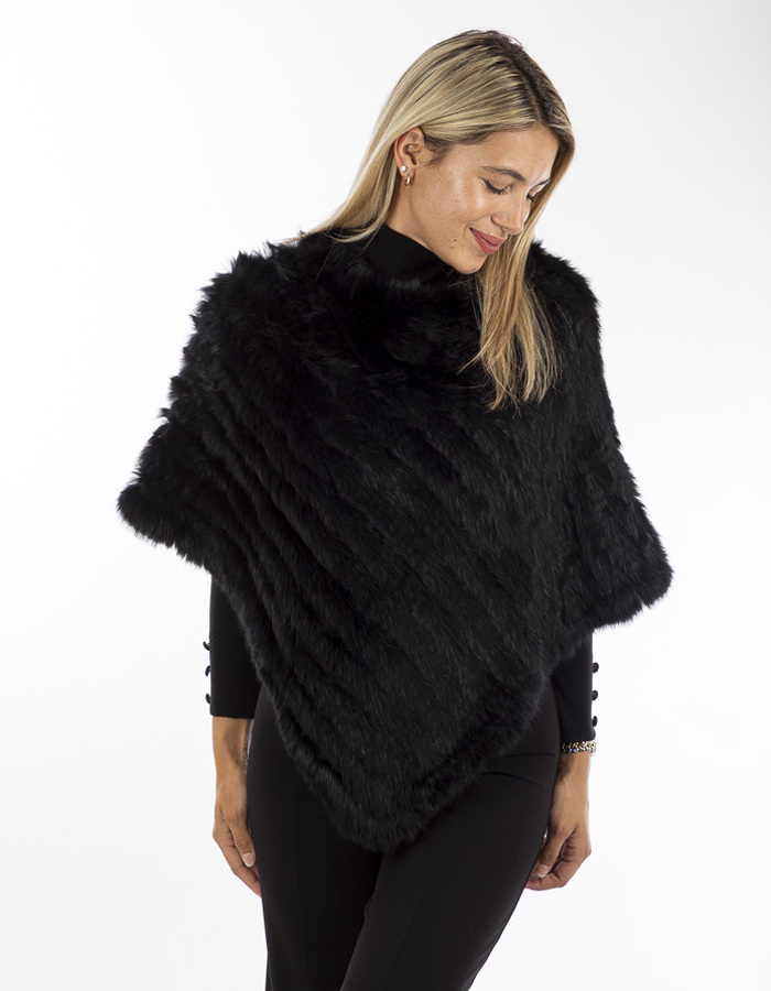 Oakwood poncho met pels zwart