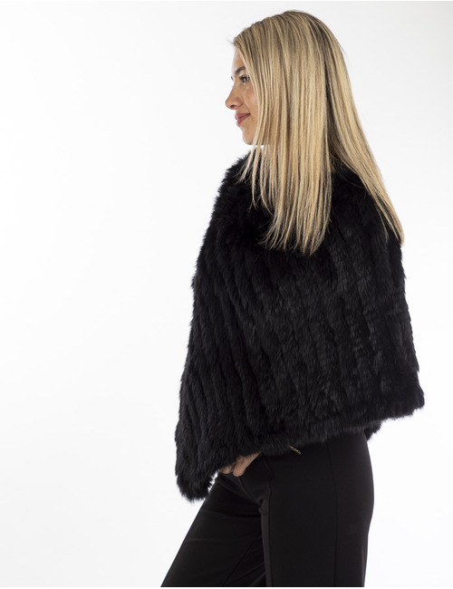 Oakwood poncho met pels zwart