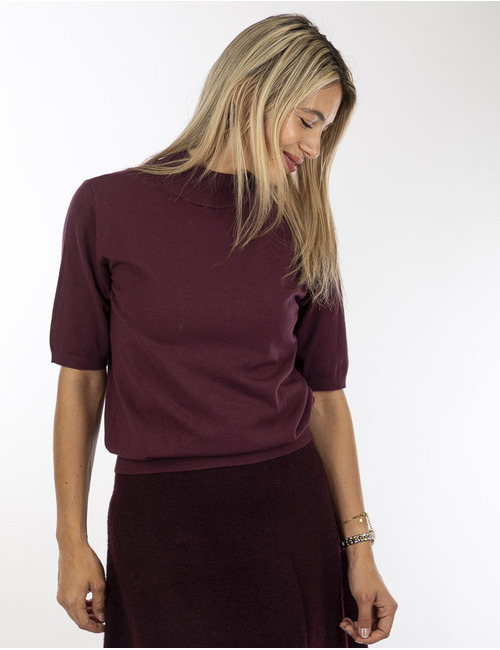 Rinascimento korte mouw pull bordeaux