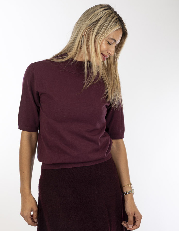 Rinascimento korte mouw pull bordeaux