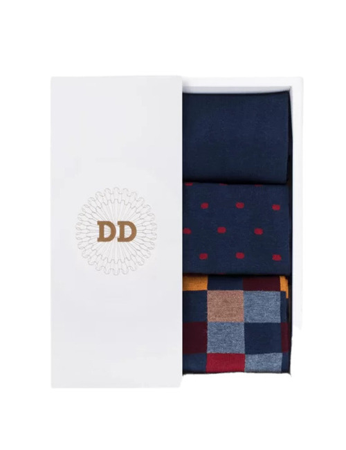 Cadeaubox met 3 Paar Katoenen Sokken – Bleu Voilier Fantaisie