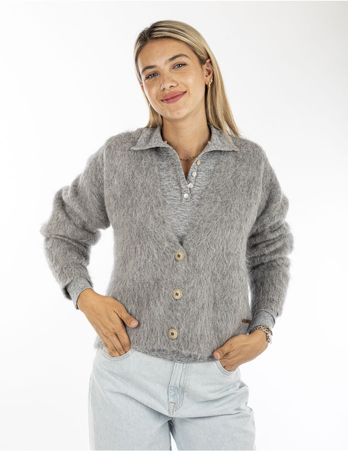Mscw lange mouw gilet grijs