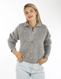 Mscw lange mouw gilet grijs
