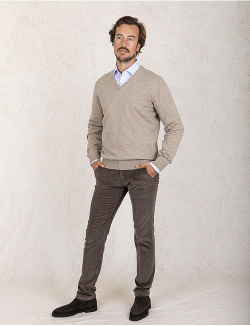 Gran Sasso pull met v-hals beige
