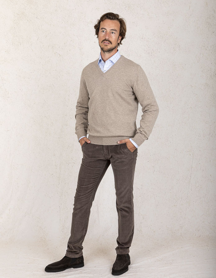 Gran Sasso pull met v-hals beige