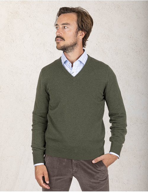Gran Sasso pull met v-hals groen