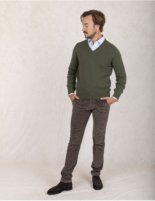 Gran Sasso pull met v-hals groen