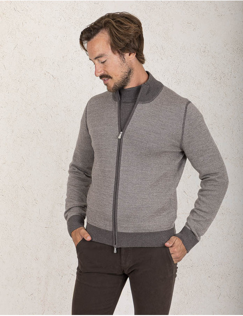 Gran Sasso pull met rits taupe