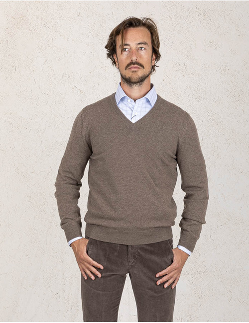 Gran Sasso pull met v-hals bruin