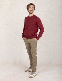 Regular Fit Crewneck in Rood - Authentieke Shetland Virgin 