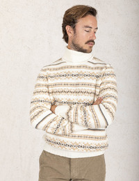 Coltrui met Noors motief in beige en crème