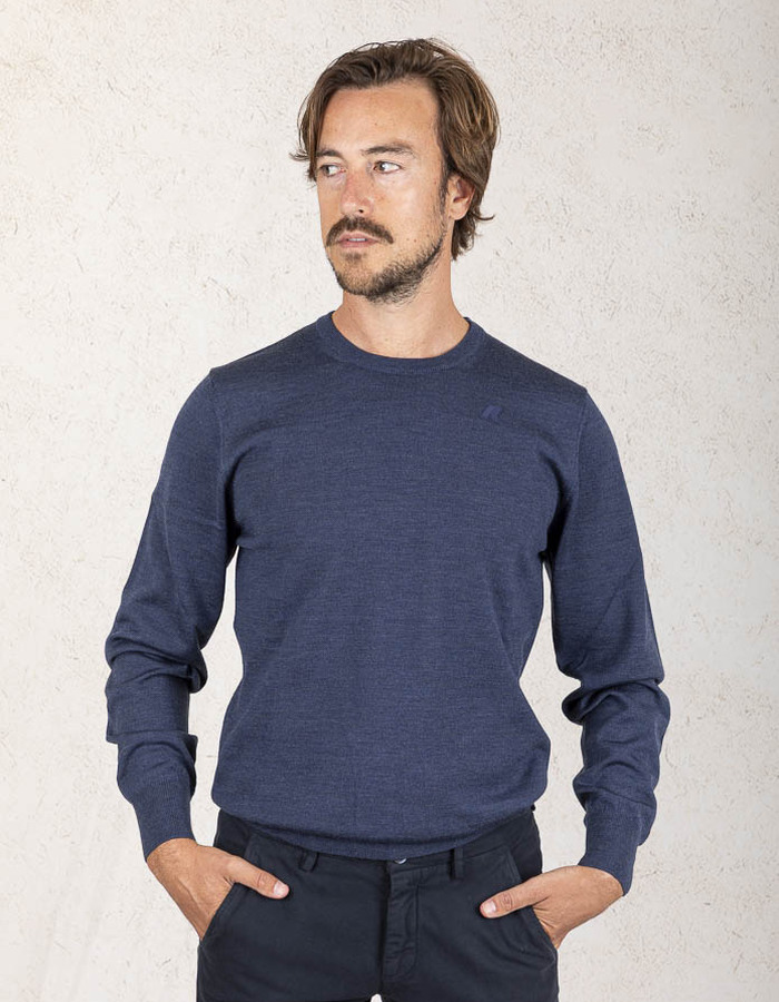 K-way pull met ronde hals blauw