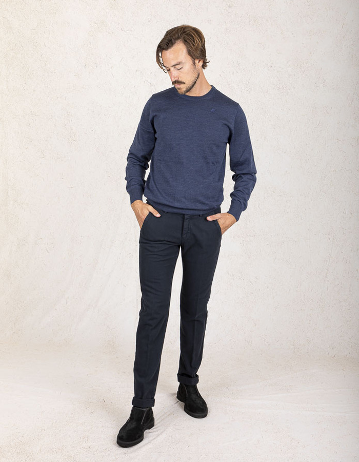 K-way pull met ronde hals blauw