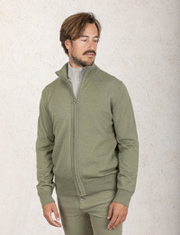 Vest met ritssluiting van scheerwol in groene kleur