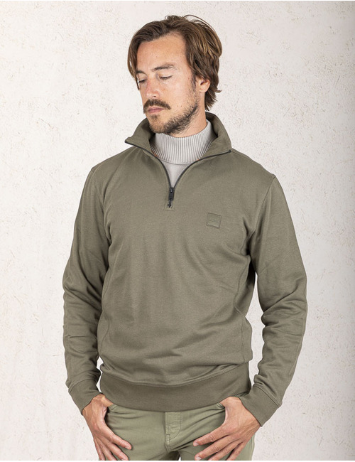  Sweatshirt van katoenen sweatstof met ritskraag en logopatch