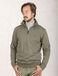  Sweatshirt van katoenen sweatstof met ritskraag en logopatch