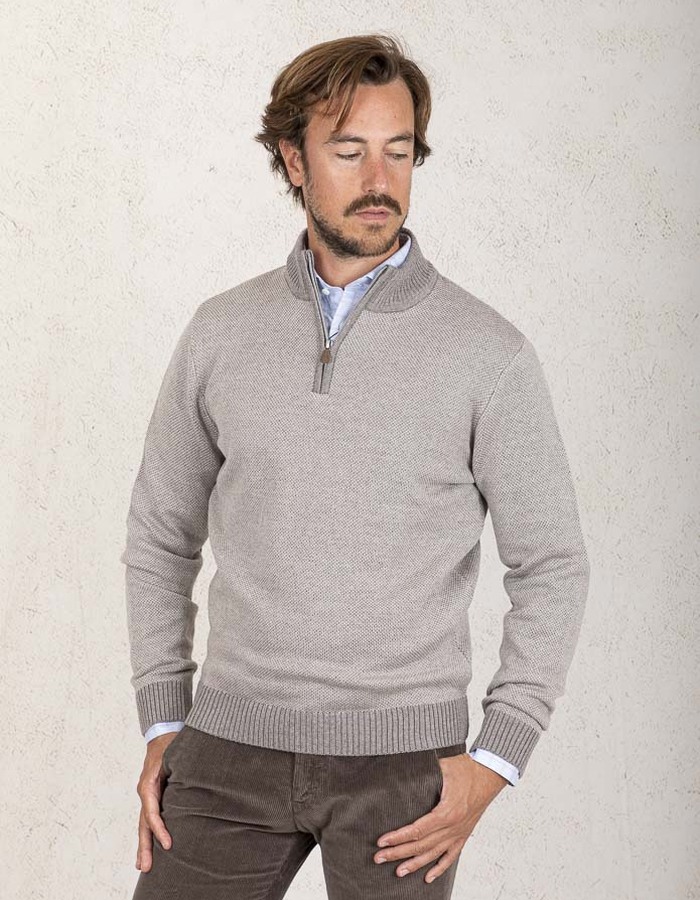 Stenströms pull met korte rits beige