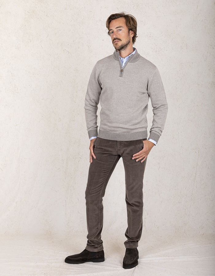 Stenströms pull met korte rits beige