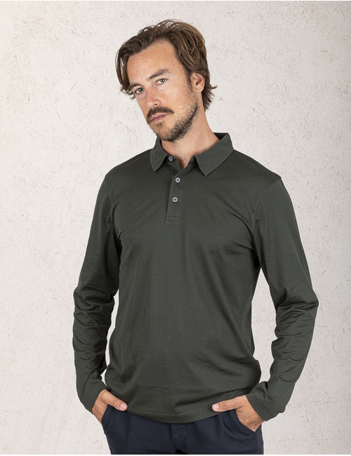 Sunspel lange mouw polo groen