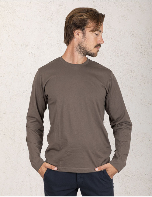 Sunspel t-shirt lange mouw bruin