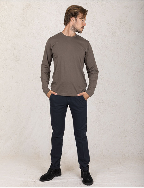 Sunspel t-shirt lange mouw bruin