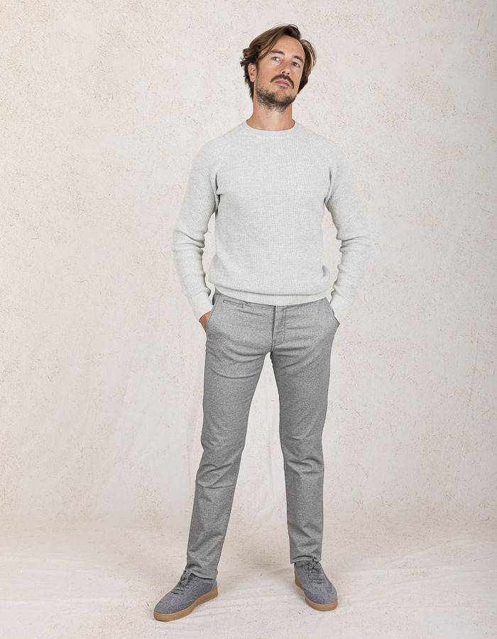 Slim Fit Broek ATN05  in Grijs Melange 