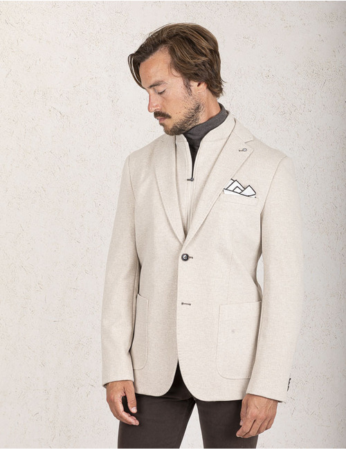 Modern Fit Jersey Stretch Blazer in Sand 