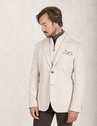 Modern Fit Jersey Stretch Blazer in Sand 
