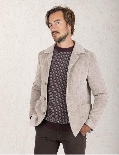 Slim Fit Corduroy Blazer in Sand