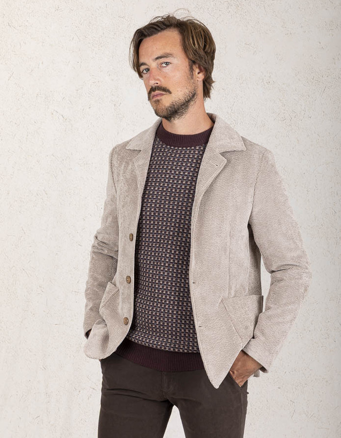 Slim Fit Corduroy Blazer in Sand