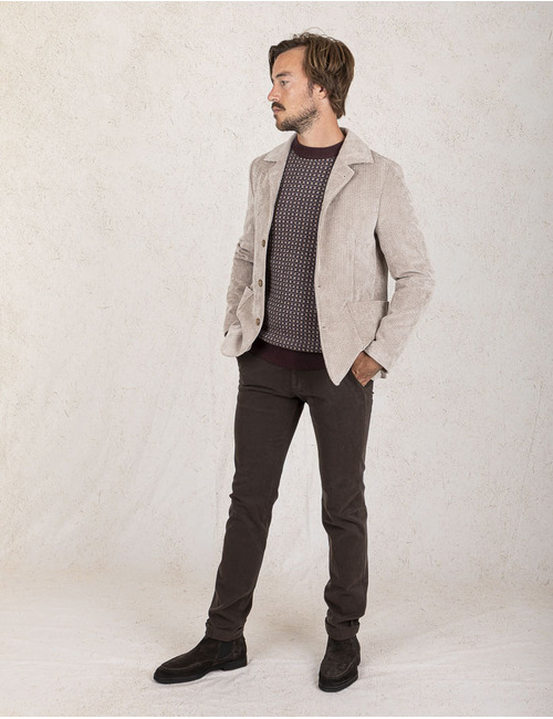 Slim Fit Corduroy Blazer in Sand