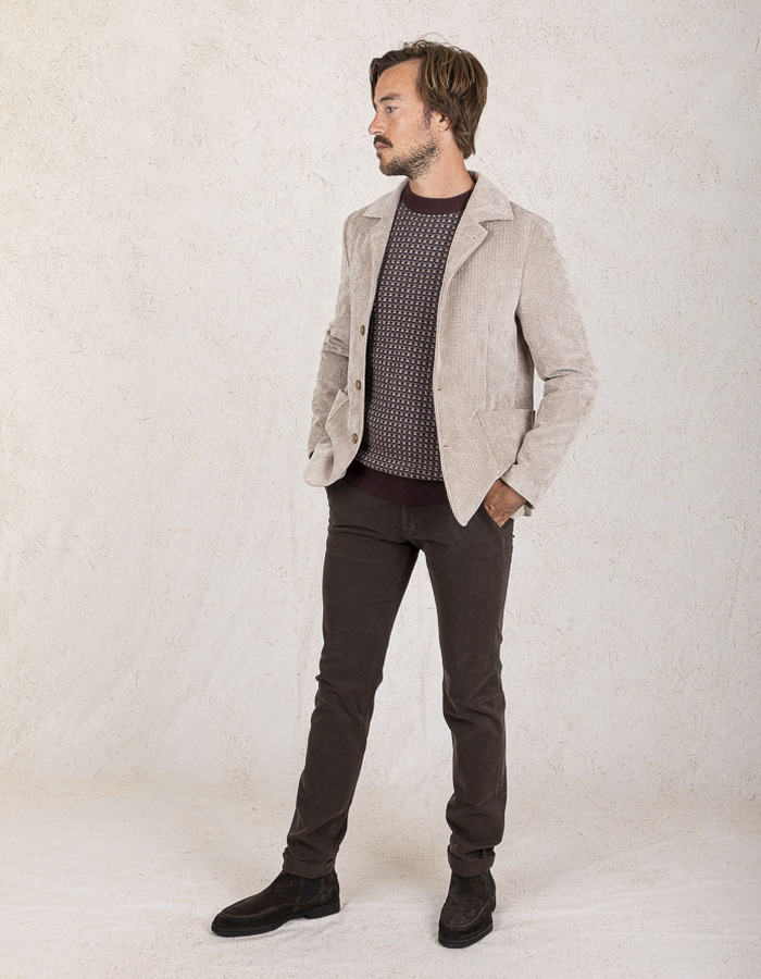 Slim Fit Corduroy Blazer in Sand