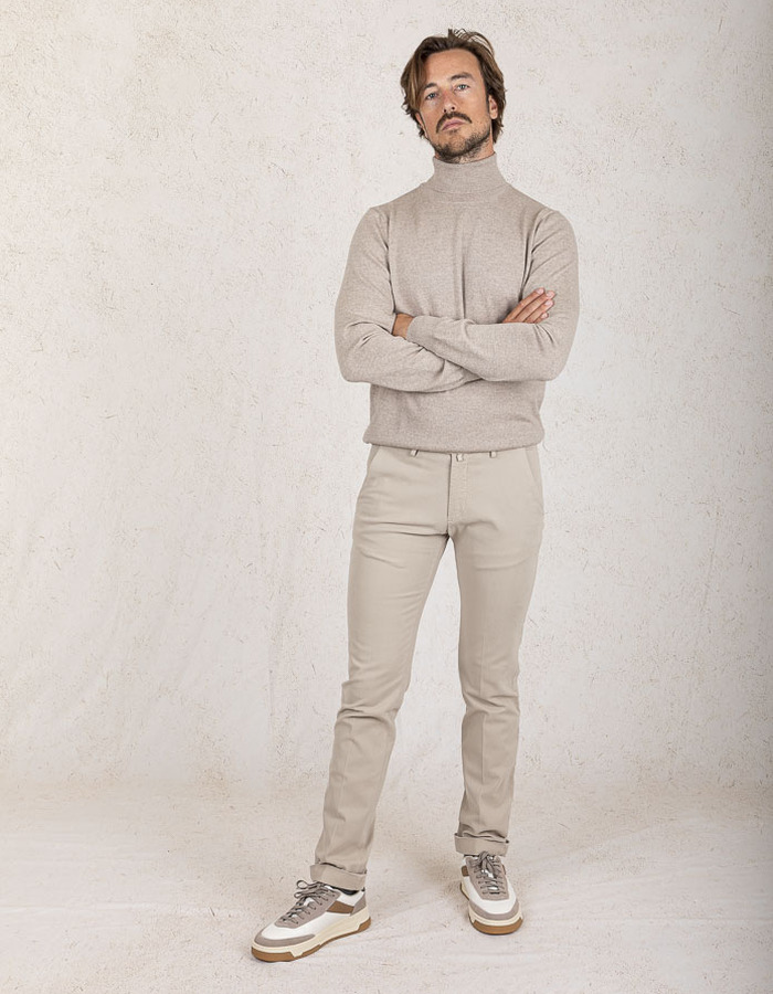 Modern Fit Chino in Beige – Stretch Katoenmix