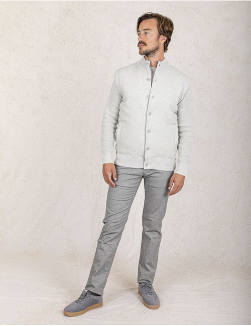 Lichtgrijze bodywarmer in jersey knit 