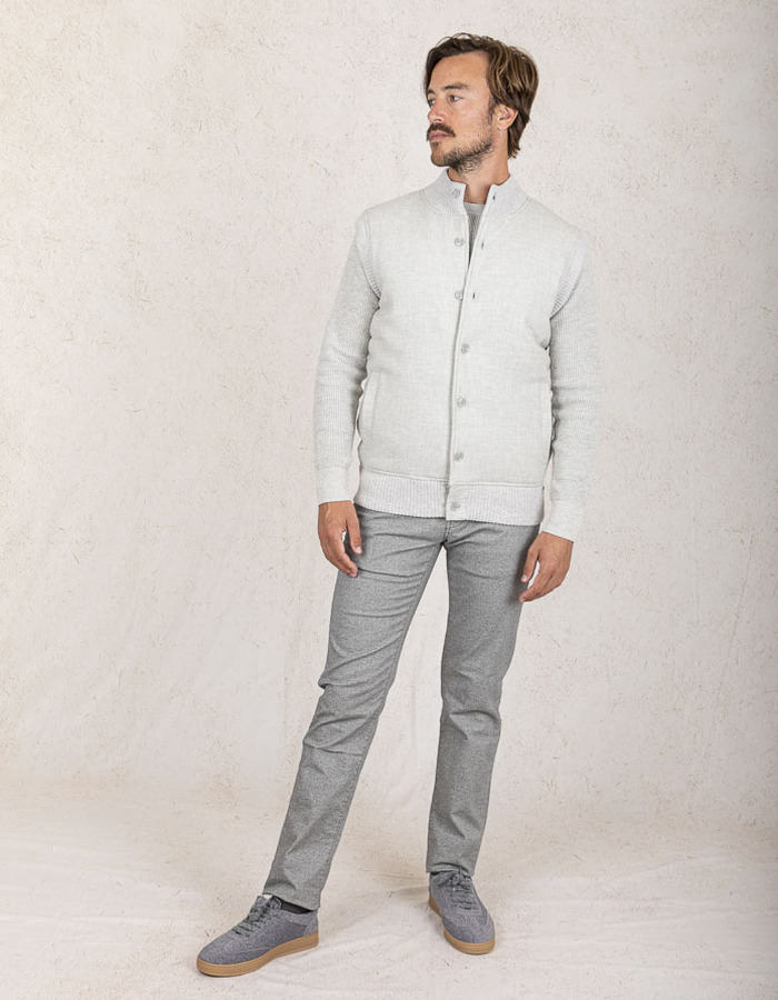 Lichtgrijze bodywarmer in jersey knit 