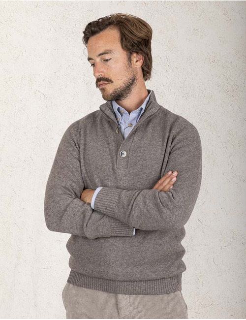 Gentiluomo pull met rits bruin