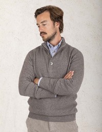 Regular Fit Half-Zip Sweater in Taupe