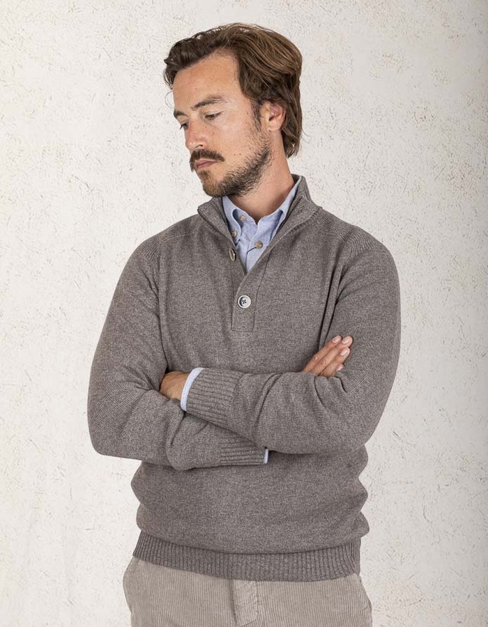 Gentiluomo pull met rits bruin