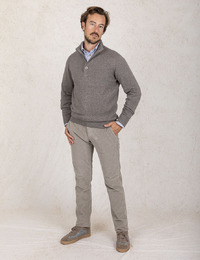 Regular Fit Half-Zip Sweater in Taupe