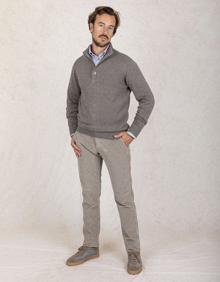 Gentiluomo pull met rits bruin