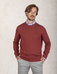  Regular Fit Crewneck Sweater in Terracotta 
