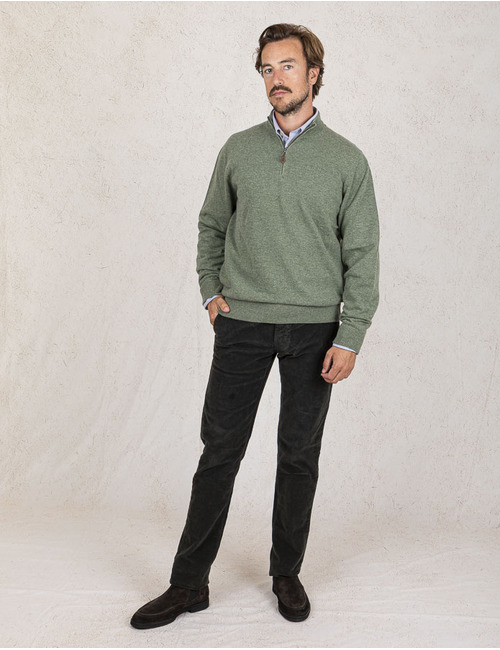 Alan Paine pull met korte rits kaki