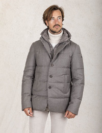 Regular Fit Gewatteerde Jas met Afneembare Binnenjas in Stone Brown 