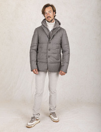 Regular Fit Gewatteerde Jas met Afneembare Binnenjas in Stone Brown 