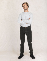 Slim Fit ATN05 Chino in Donkergroen Velours